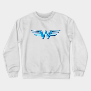 Letter W Flying Bird Wings with Embossed sparkling Metallic Effect Crewneck Sweatshirt